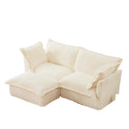 Canapé d'angle en velours côtelé de 2,1 m avec pouf