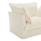 Canapé d'angle en velours côtelé de 2,1 m avec pouf