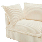 Canapé d'angle en velours côtelé de 2,1 m avec pouf