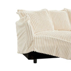Canapé d'angle en velours côtelé de 2,1 m avec pouf