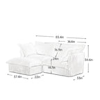 Canapé d'angle en velours côtelé de 2,1 m avec pouf