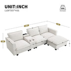 109 Canapé d'angle modulaire en chenille avec console USB