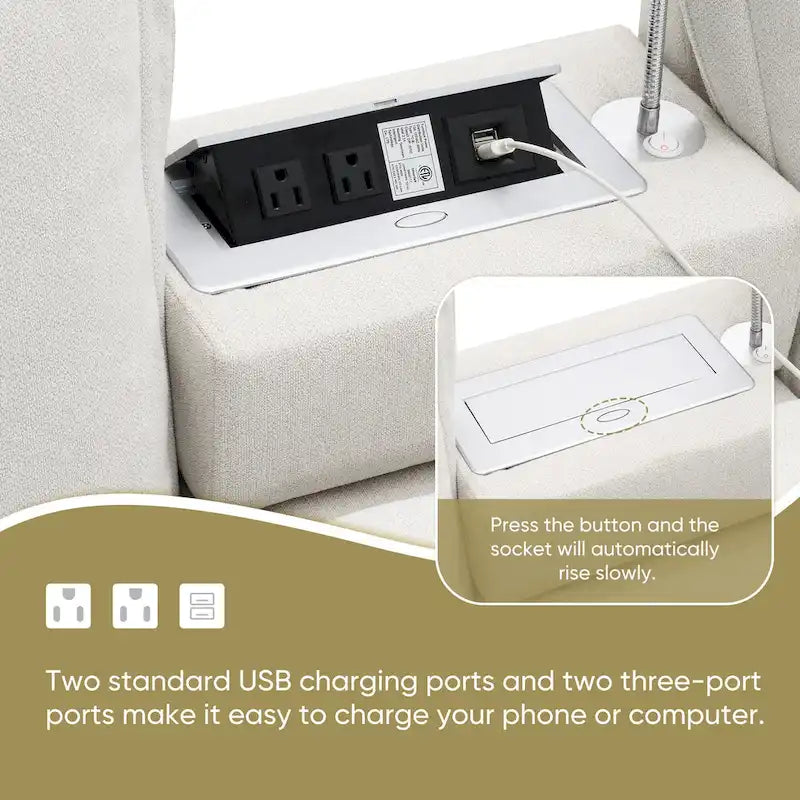 109 Canapé d'angle modulaire en chenille avec console USB
