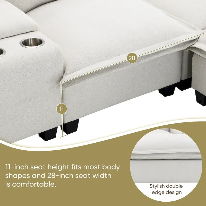 109 Canapé d'angle modulaire en chenille avec console USB