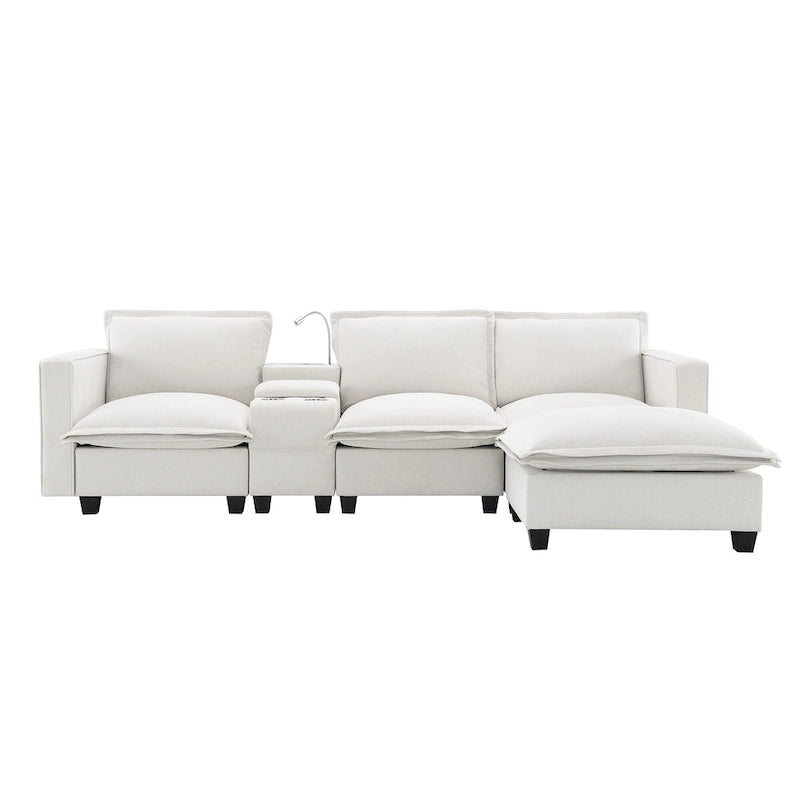 109 Canapé d'angle modulaire en chenille avec console USB