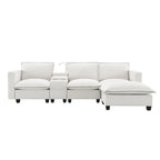 109 Canapé d'angle modulaire en chenille avec console USB
