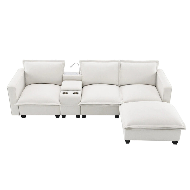 109 Canapé d'angle modulaire en chenille avec console USB