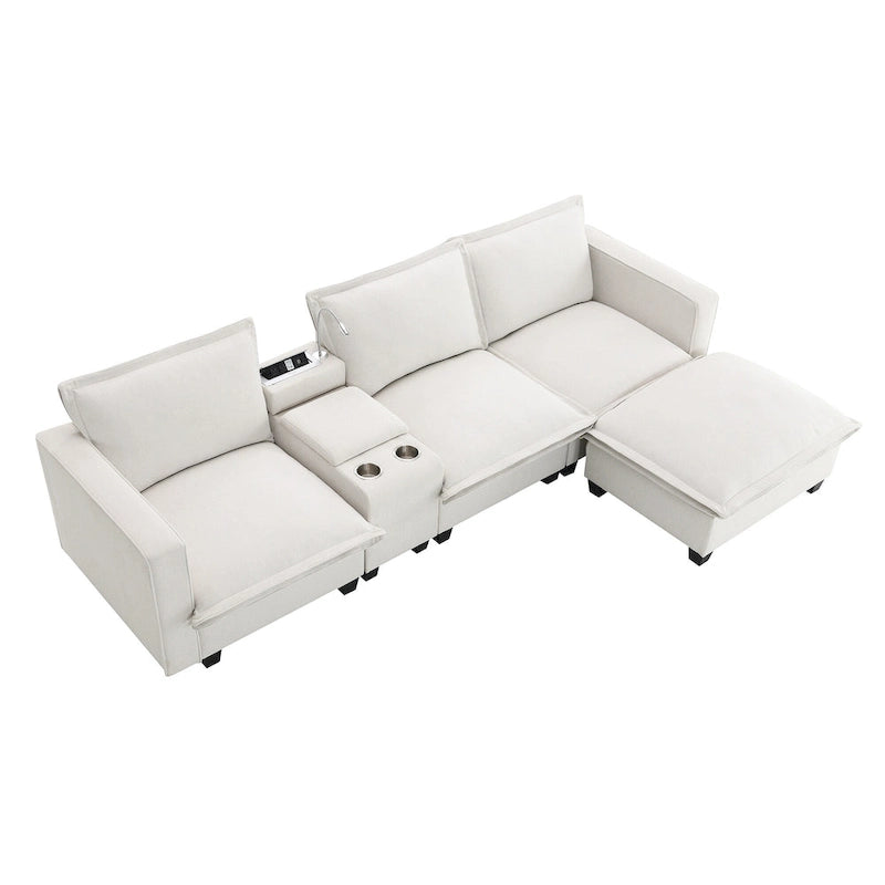 109 Canapé d'angle modulaire en chenille avec console USB