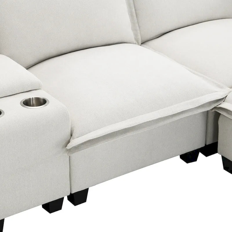 109 Canapé d'angle modulaire en chenille avec console USB