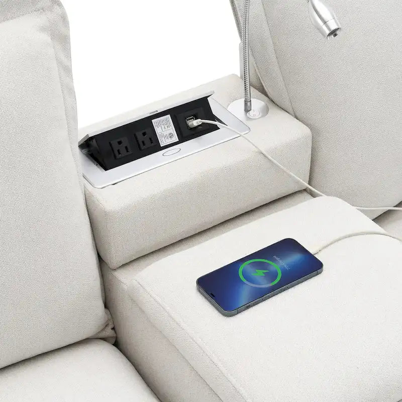 109 Canapé d'angle modulaire en chenille avec console USB
