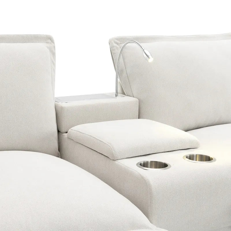 109 Canapé d'angle modulaire en chenille avec console USB