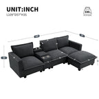 109 Canapé d'angle modulaire en chenille avec console USB