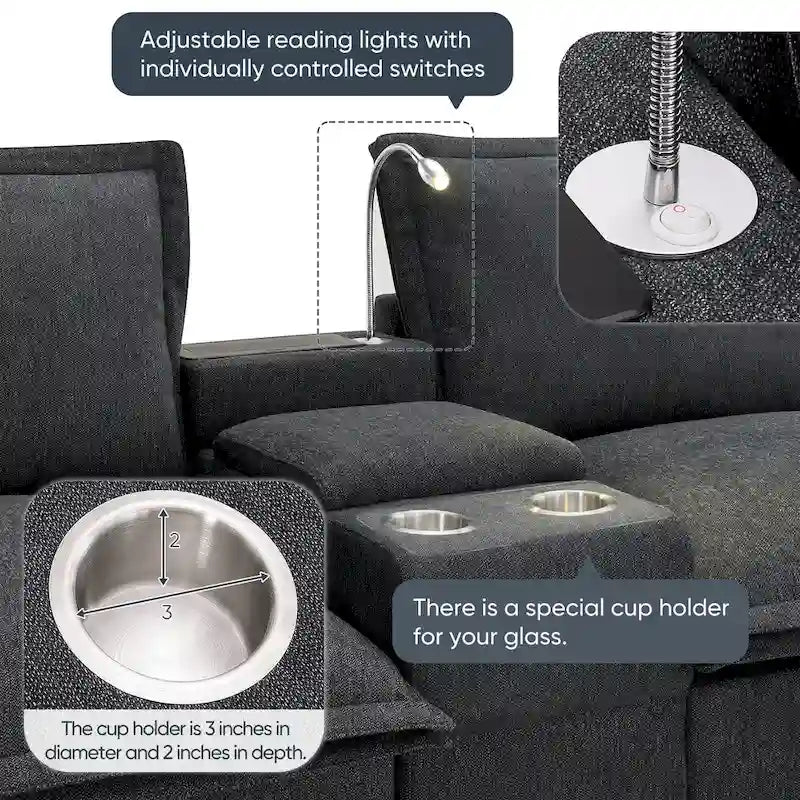 109 Canapé d'angle modulaire en chenille avec console USB