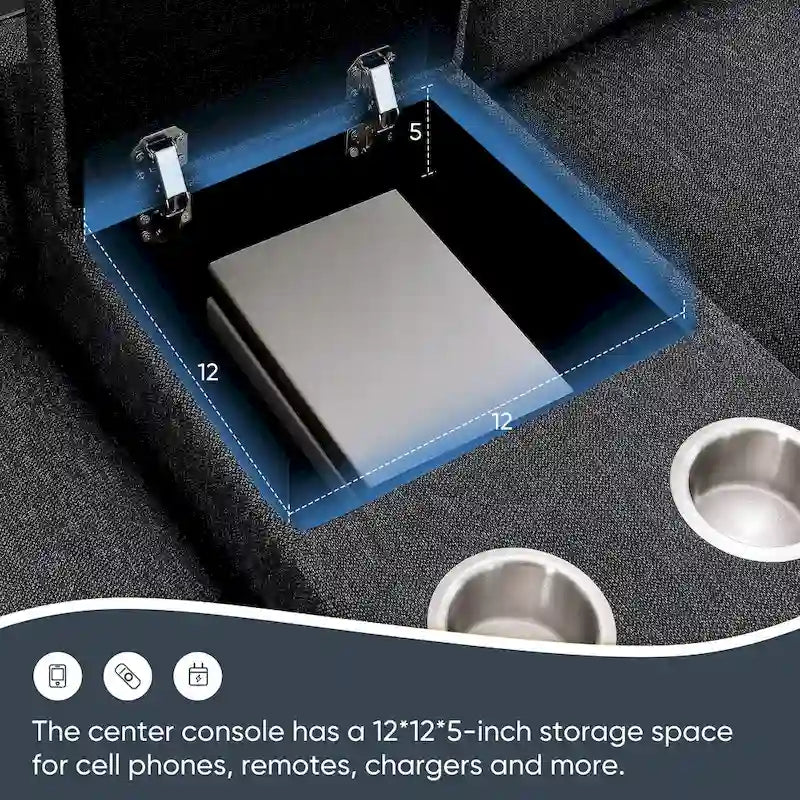 109 Canapé d'angle modulaire en chenille avec console USB