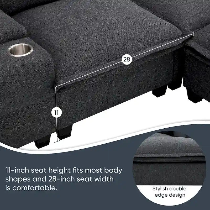 109 Canapé d'angle modulaire en chenille avec console USB