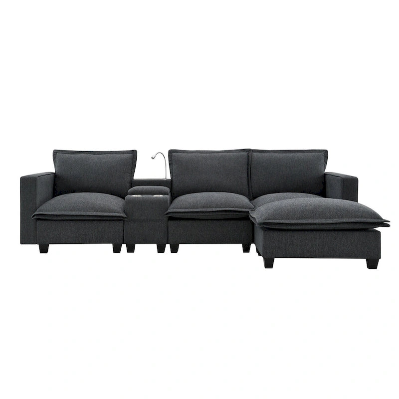 109 Canapé d'angle modulaire en chenille avec console USB
