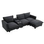 109 Canapé d'angle modulaire en chenille avec console USB