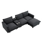 109 Canapé d'angle modulaire en chenille avec console USB