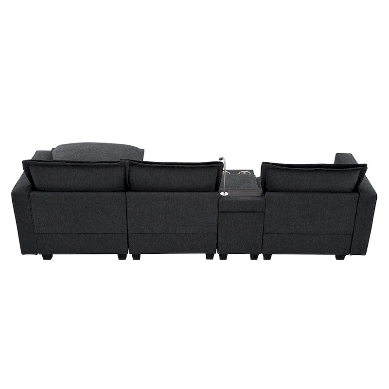 109 Canapé d'angle modulaire en chenille avec console USB