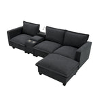109 Canapé d'angle modulaire en chenille avec console USB