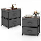 Gymax Lot de 2 commodes à 2 tiroirs en tissu de rangement table de nuit