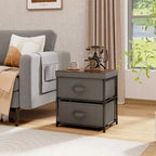 Gymax Lot de 2 commodes à 2 tiroirs en tissu de rangement table de nuit