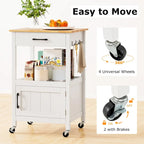 Gymax Petit îlot de cuisine sur roulettes Chariot mobile Porte de grange