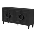 Console de 58,9 en MDF avec 4 portes, poignées en anneau et base à 5 pieds