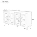 Console de 58,9 en MDF avec 4 portes, poignées en anneau et base à 5 pieds
