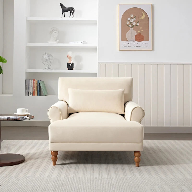 Fauteuil d'appoint moderne en velours 37,8 avec support lombaire ergonomique et pieds en colonne romaine vintage