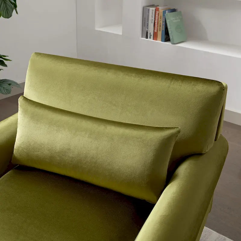 Fauteuil d'appoint moderne en velours 37,8 avec support lombaire ergonomique et pieds en colonne romaine vintage