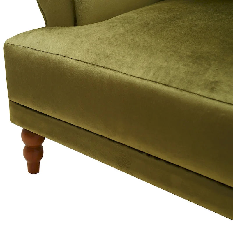 Fauteuil d'appoint moderne en velours 37,8 avec support lombaire ergonomique et pieds en colonne romaine vintage