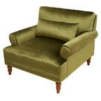 Fauteuil d'appoint moderne en velours 37,8 avec support lombaire ergonomique et pieds en colonne romaine vintage