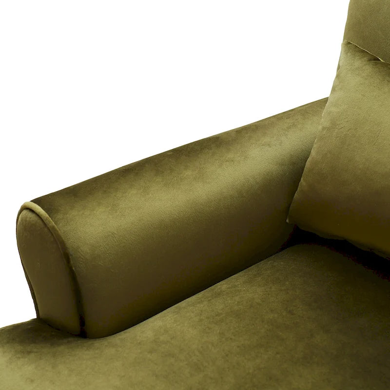 Fauteuil d'appoint moderne en velours 37,8 avec support lombaire ergonomique et pieds en colonne romaine vintage