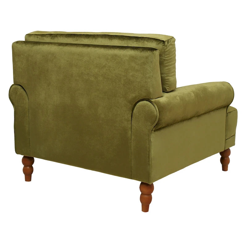 Fauteuil d'appoint moderne en velours 37,8 avec support lombaire ergonomique et pieds en colonne romaine vintage