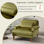 Fauteuil d'appoint moderne en velours 37,8 avec support lombaire ergonomique et pieds en colonne romaine vintage