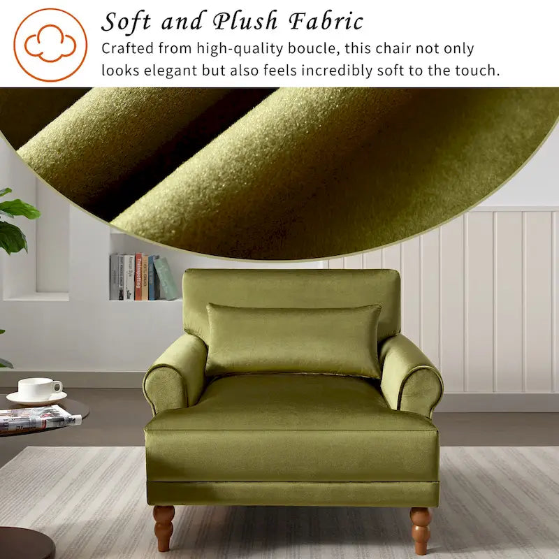 Fauteuil d'appoint moderne en velours 37,8 avec support lombaire ergonomique et pieds en colonne romaine vintage