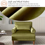 Fauteuil d'appoint moderne en velours 37,8 avec support lombaire ergonomique et pieds en colonne romaine vintage