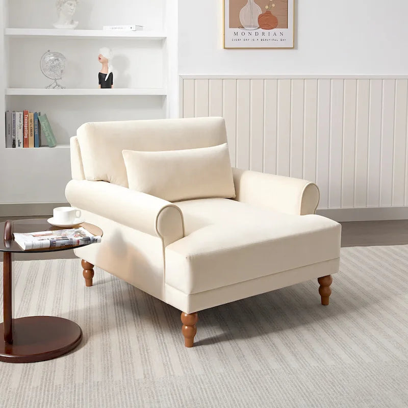Fauteuil d'appoint moderne en velours 37,8 avec support lombaire ergonomique et pieds en colonne romaine vintage