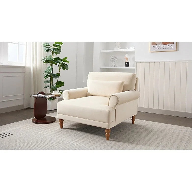 Fauteuil d'appoint moderne en velours 37,8 avec support lombaire ergonomique et pieds en colonne romaine vintage