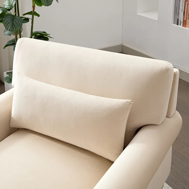 Fauteuil d'appoint moderne en velours 37,8 avec support lombaire ergonomique et pieds en colonne romaine vintage