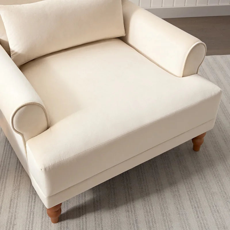Fauteuil d'appoint moderne en velours 37,8 avec support lombaire ergonomique et pieds en colonne romaine vintage