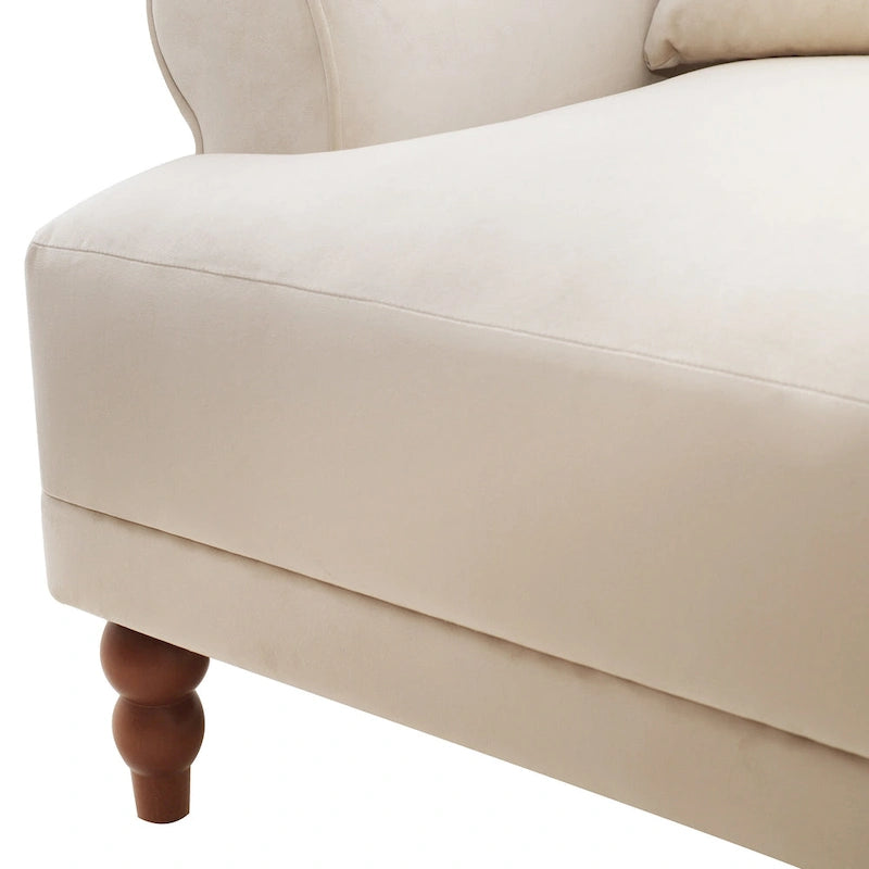 Fauteuil d'appoint moderne en velours 37,8 avec support lombaire ergonomique et pieds en colonne romaine vintage