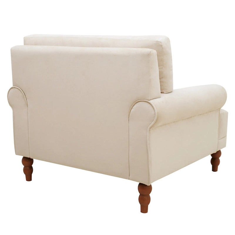 Fauteuil d'appoint moderne en velours 37,8 avec support lombaire ergonomique et pieds en colonne romaine vintage