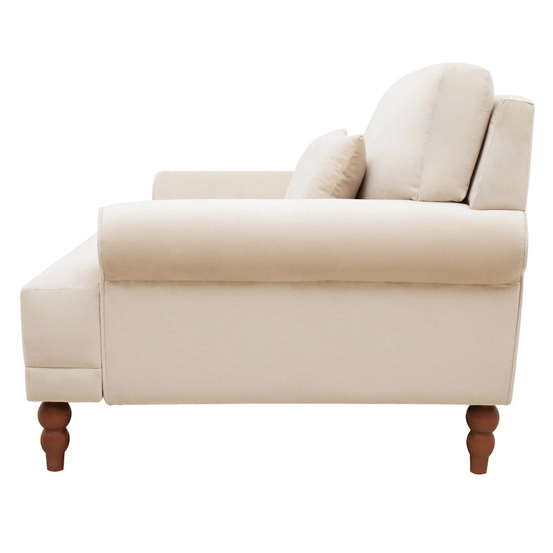 Fauteuil d'appoint moderne en velours 37,8 avec support lombaire ergonomique et pieds en colonne romaine vintage