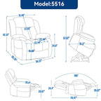 Fauteuil inclinable releveur électrique de taille moyenne en cuir véritable avec deux moteurs, massage 8 points et chauffage lombaire