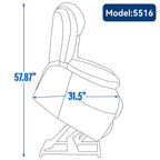 Fauteuil inclinable releveur électrique de taille moyenne en cuir véritable avec deux moteurs, massage 8 points et chauffage lombaire