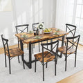 Salle à manger 7 pièces de style moderne avec table rectangulaire et 6 chaises à dossier croisé