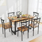 Salle à manger 7 pièces de style moderne avec table rectangulaire et 6 chaises à dossier croisé