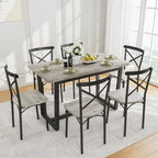 Salle à manger 7 pièces de style moderne avec table rectangulaire et 6 chaises à dossier croisé